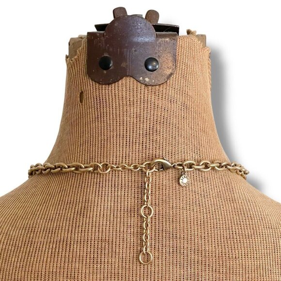 J Crew Statement Necklace Purple Coral Gold Rhinestone Crystal Cluster Retro 18" - Picture 12 of 13